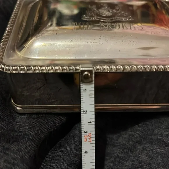 Antique FB Rogers Silent Butler Crumb Catcher Ash Tray Silverplate w/Wood Handle